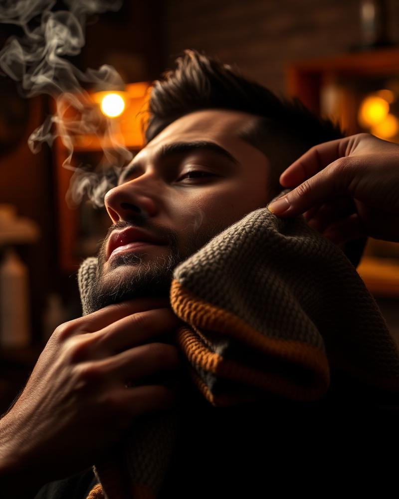 Barbering med varmt håndklæde og damp