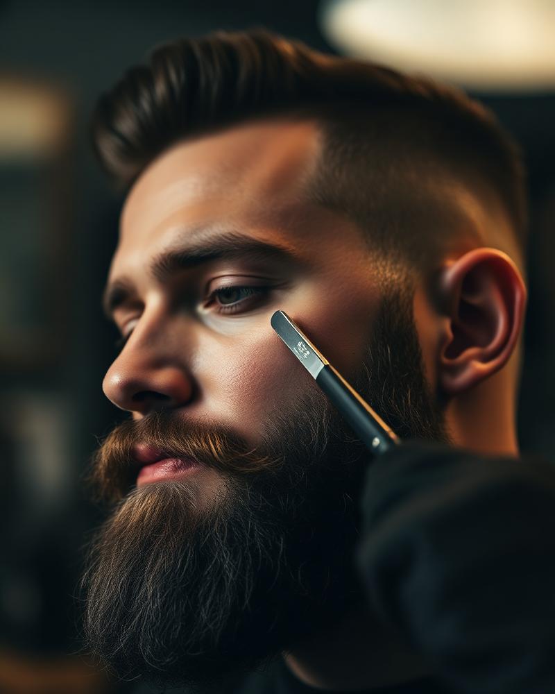 Skægtrim og line-up med barberkniv