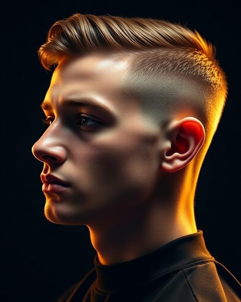 Frisk low fade set skråt forfra